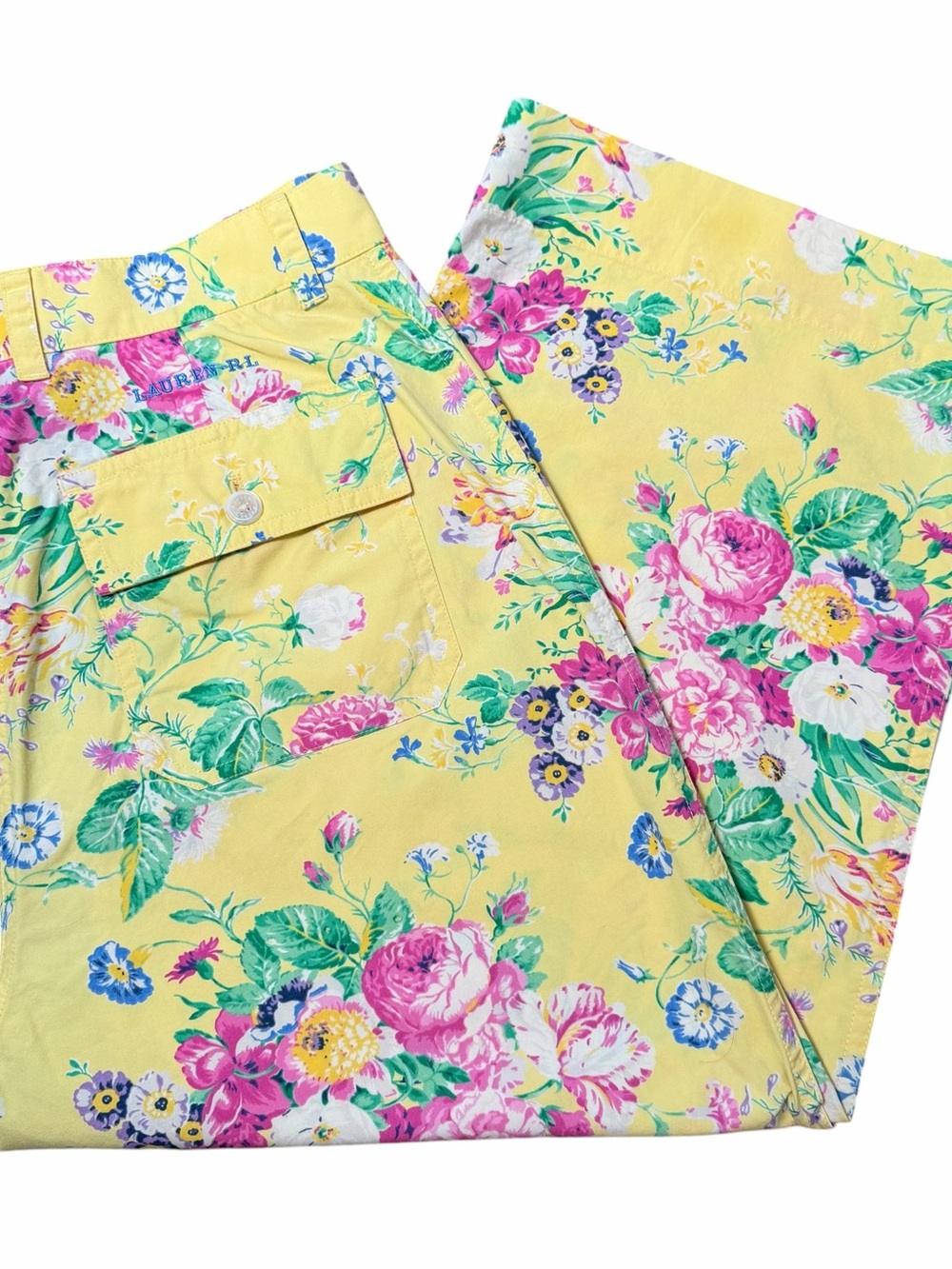 Lauren Ralph Lauren Vintage Yellow Floral Cropped Pants size 8 - Picture 12 of 12
